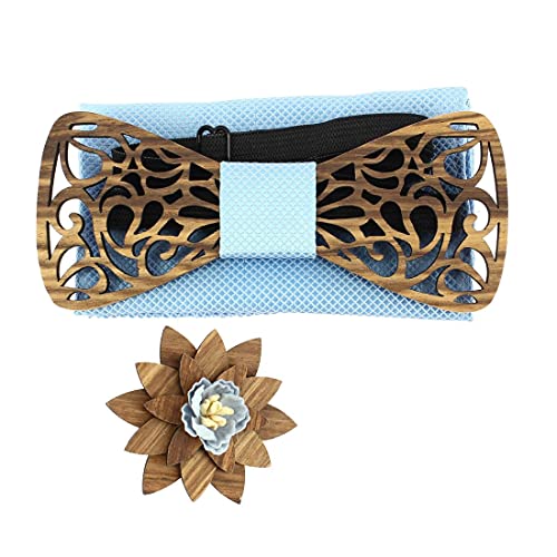 Nœud papillon bois homme bleu ciel paisley Tony & Paul : accessoire mariage chic