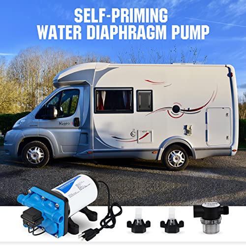 Image of DC HOUSE 42-Series Water Diaphragm Pump with Hose Adapters for RV Shower Agricultural Irrigation 110V 3.5GPM 55PSI