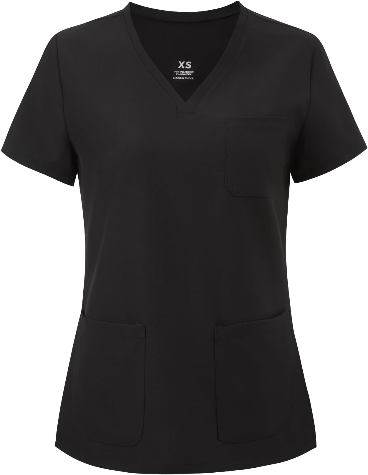 Medical Scrub Tops for Women - Soft Stretch,Curved V-Neck Scrub Tops with 3 Pockets