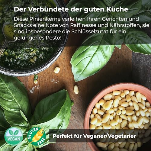 Pinienkerne 1 kg | Geschälte Pinienkerne | Rohe Pinienkerne | Trockenfrüchte 100% natürlichen Ursprungs | glutenfrei | ohne Konservierungsstoff | GMO-frei I sibirisch Pinienkerne I ideal für Rezepte