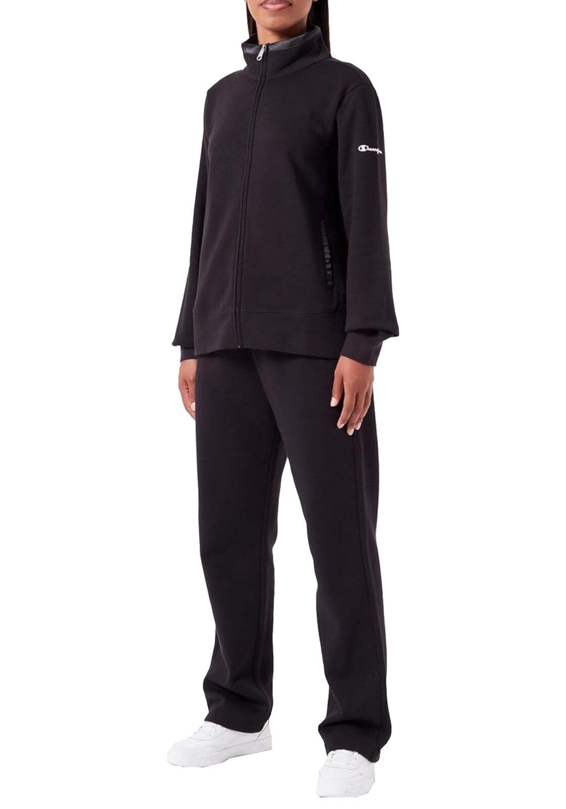 Champion Legacy Script Shop W (117519) - Soft Compact Powerblend Fleece Tonal High-neck Tracksuit, Black, L Women FW24, Black, L