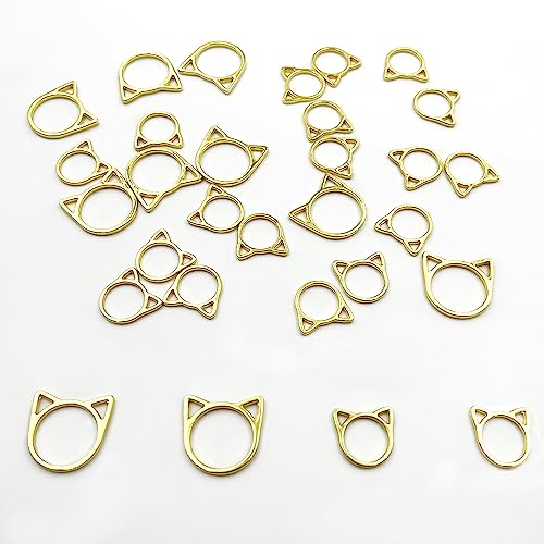 30Pcs Knitting Stitch Marker Metal Cat Head Shaped Stitch Markers for Knitting and Crocheting 2 Sizes Gold Needles Stoppers Locking Sewing Accessories