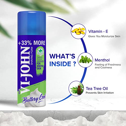 Image of VI - JOHN Smooth Shave Foam For Men | Shaving Foam Cream + Lime & Lemon (pack of 2,400gm Each)