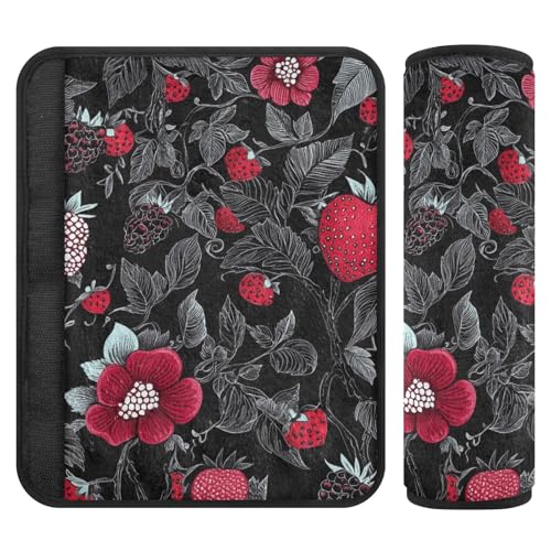 Blackberries Ethnic Art Valentines - Paquete de 2 fundas para correa de cinturón, más comodidad de conducción, funda acolchada para cinturón de seguridad para furgoneta Auto de 10 x 7.7 pulgadas