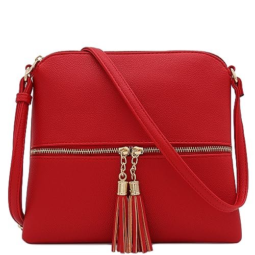 Image of DELUXITY Lightweight Medium Crossbody Bag with Tassel
