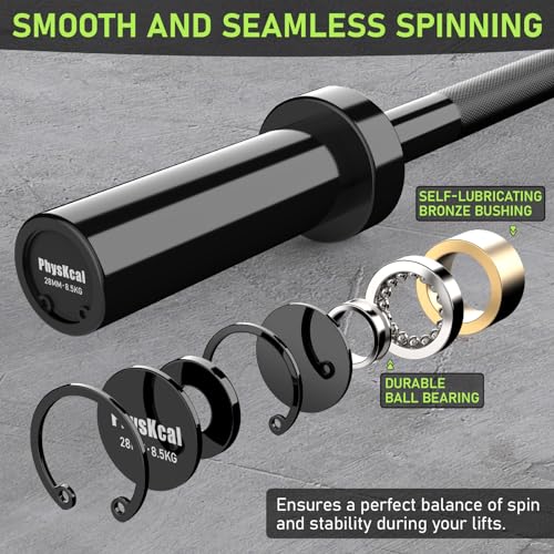 PhysKcal 4ft Straight Olympic Barbell ⌀2'' Sleeves, Small Training Bar for Women, Beginners & Juniors - Full Black - Image 4