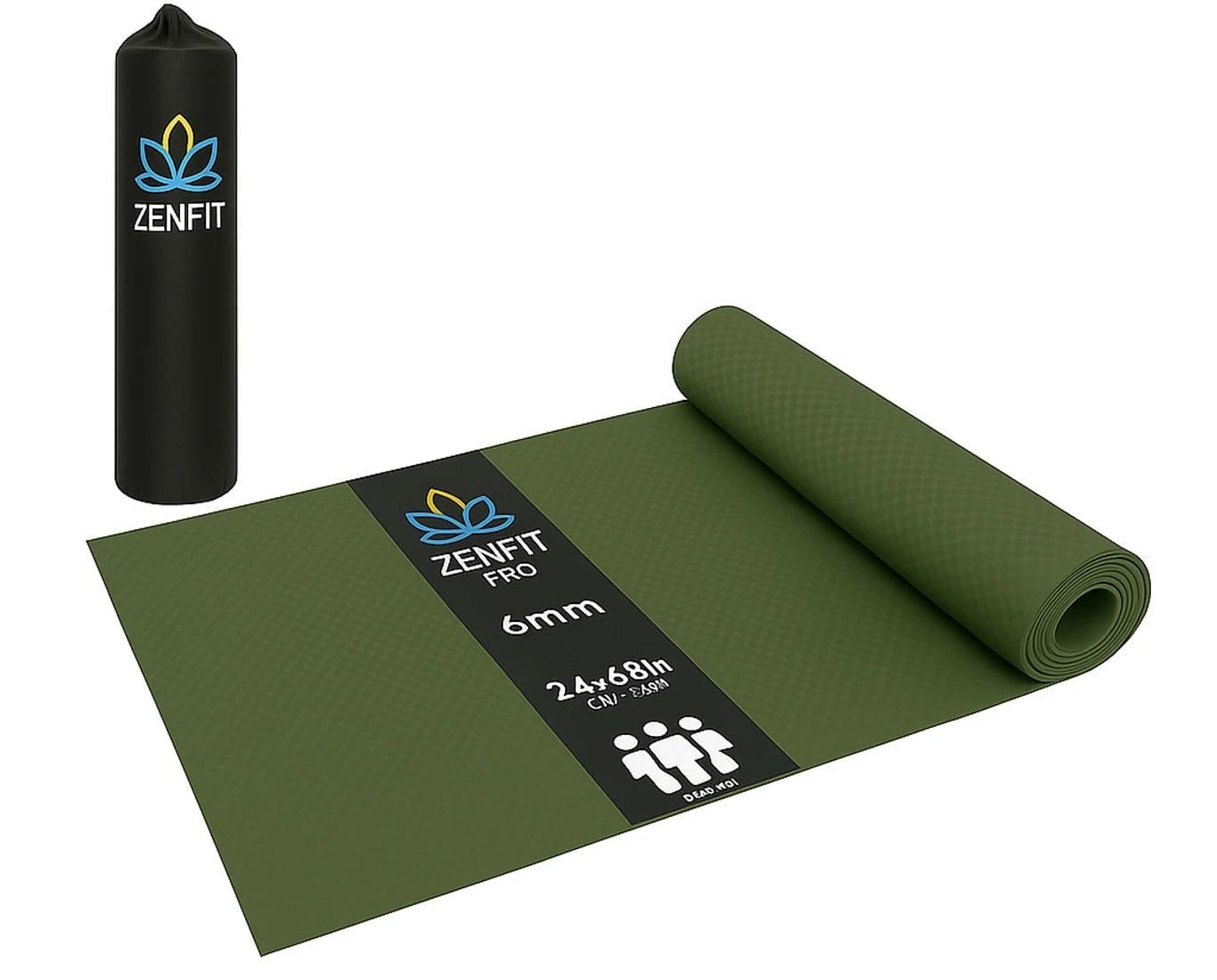Yoga Mat for Women & Men | High Density TPE Yoga Mat with 6mm Cushion | Non-Toxic, Sweat-Resistant & Double Sided Anti-Slip Exercise Mat | Lightweight & Portable with Carry Bag (Army Green)-image-46