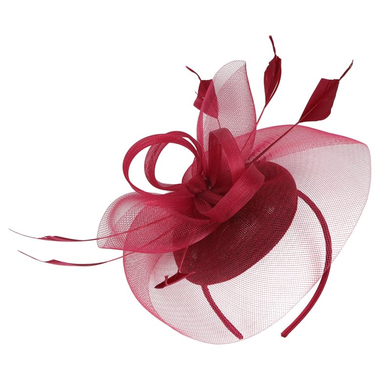 ABOOFAN Chapeaux bibi pour femme - Accessoire pour fête de thé, mariage, cocktail, Halloween - Noir, rouge foncé, Taille unique