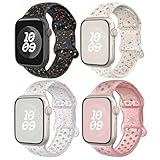 Confezione da 4 cinturini sportivi per Apple Watch da 38 mm, 40 mm, 41 mm, 42 mm, 44 mm, 45 mm, 46 mm, 49 mm, unisex, traspiranti, impermeabili, in morbido silicone, per iWatch Ultra Series 10/9/8/7