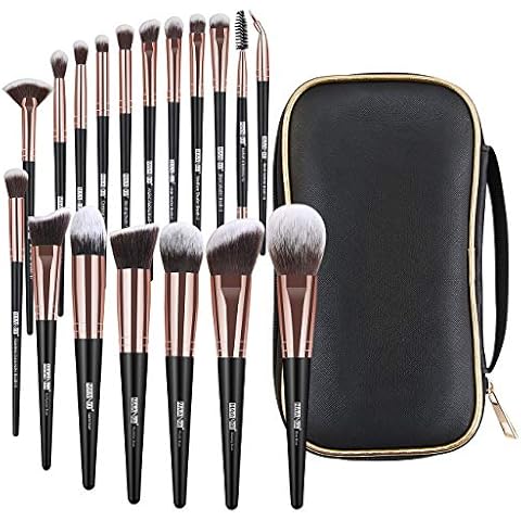 Makeup Brushes, 18 Pcs Professional Premium Synthetic Makeup Brush Set with Case, Foundation Kabuki Eye Travel Make up Brushes sets (Black Gold) Cover