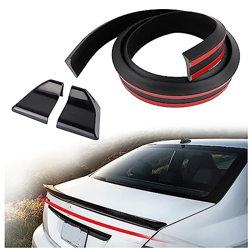 Spoilers for Cars,4.9 Ft Reflective Carbon Fiber Spoiler Rear Spoiler Wing for Car Decorations,Universal Punch-Free Rubber Trunk Spoiler Trim Strip for Tailgate Roof Bumper (Matte Black)