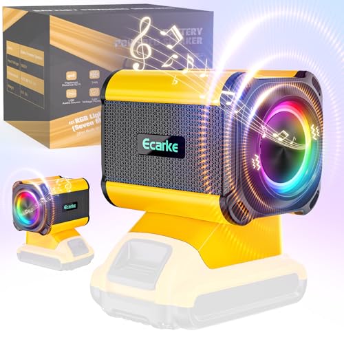 Portable Speakers for DeWaLT 20v Battery: Lightweight Mini Speaker with AUX Port - 20W Work Speaker Interconnected - 52 ft Range for Jobsites,Outdoor,Home Party,Camping(Bare Tool Only)