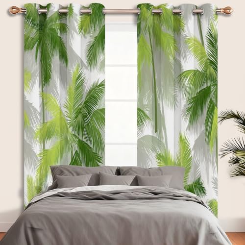Rideau occultant plante tropicale palmier vert thermique isolant œillets - 6