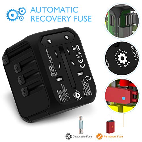 Universal Travel Adapter, All-in-one International Power Adapter with 2.4A Dual USB, Europe Adapter Travel Power Adapter… - Image 3