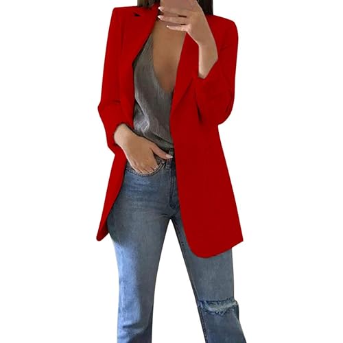 Tatumaie Blazers for Women 2024 Lightweight Open Front Cardigan Shirts Fall Fashion Business Outfits Long Sleeve with Pockets
