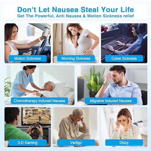 Image of Motion Sickness Bracelets for Travel: Anti Nausea Wristband for Morning Sickness - Sea Sickness Wristbands for Car Boat Air - Nausea Bands for Natural Motion Sickness - for Adults and Kids