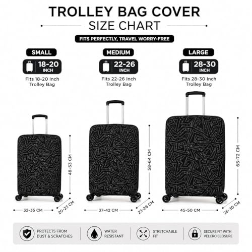 Image of Printed Luggage Cover for Traveling Bag & Suitcase - Stretchable & Scratchproof Trolley Protector with Velcro Lock & Lightweight Washable Material(Suitcase Not Included, Only Cover in Product)