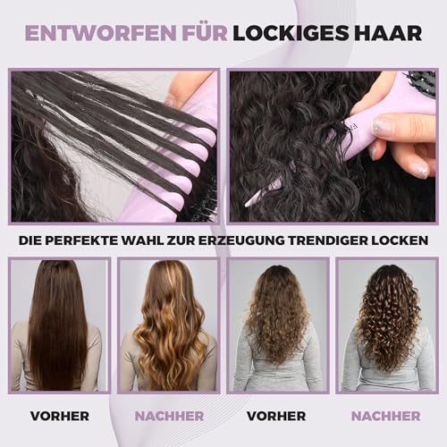 FABIHA® 𝐏𝐑𝐄𝐌𝐈𝐔𝐌 Lockenbürste - Curly Hair Brush - Bio Haarbürste ohne ziepen - Wildschweinborsten Bürste - Die Originale… – Ansicht 3