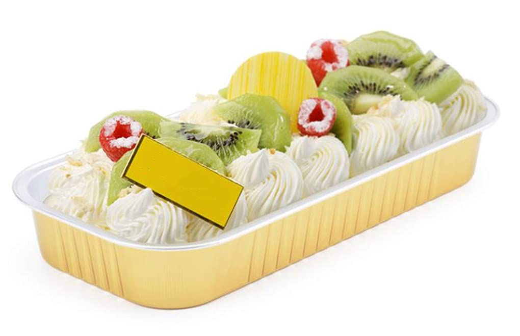 KEISEN 18oz 500ml 9-inch by4.5-inch Disposable Aluminum Foil Professional Quality Colorful Kitchen Cooking Rectangular Cake Pan With Lids (20, Gold)