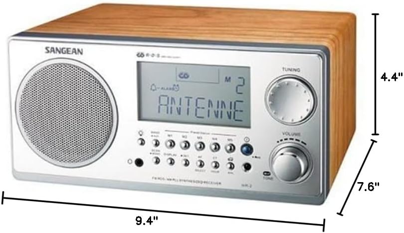 Sangean WR-2 AM / FM-RBDS Wooden Cabinet Digital Tuning Radio (Walnut) - Image 8