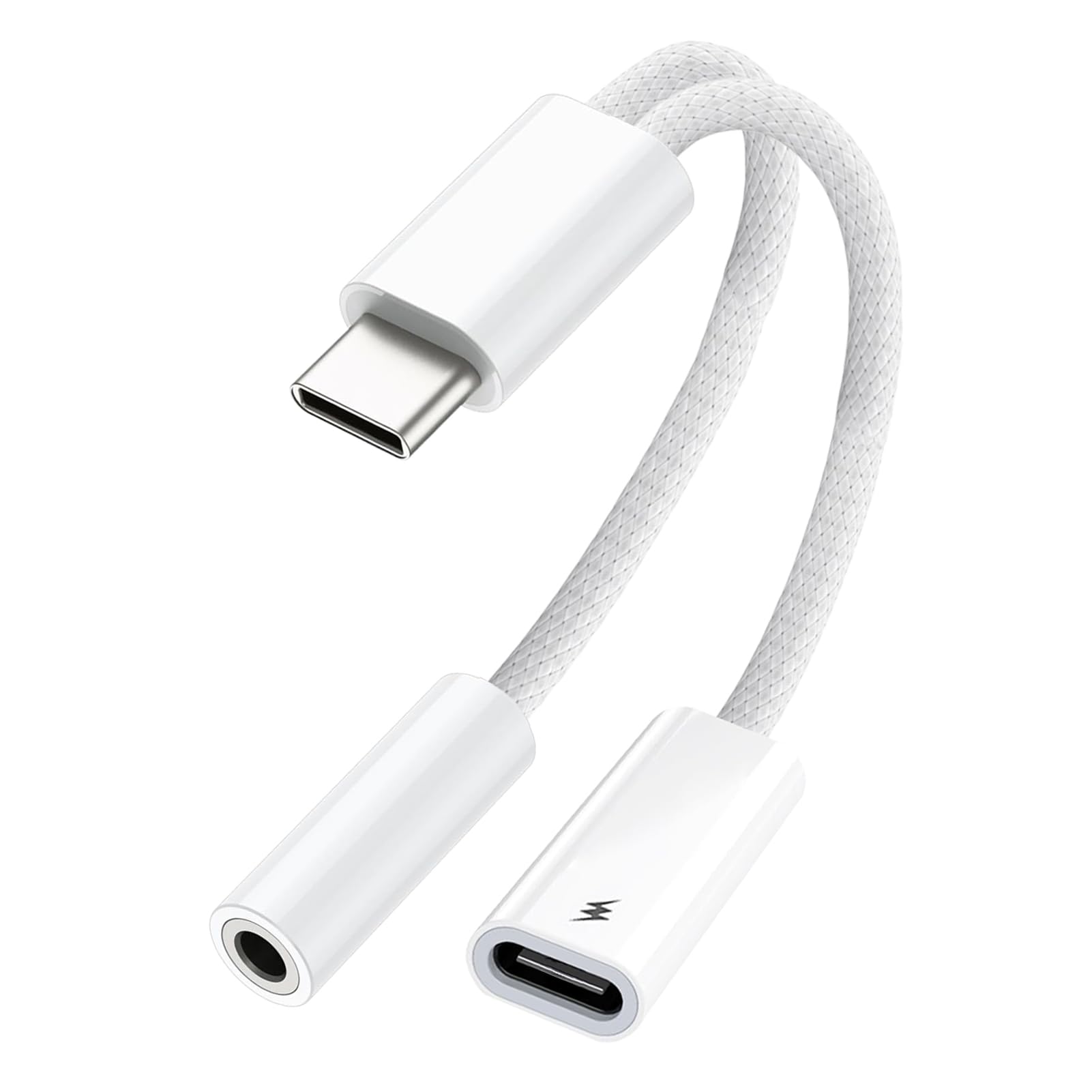 KikoSaka USB C auf 3,5 mm Audio-Adapter, 2-in-1 USBC auf Kopfhöreranschluss, Adapter mit PD-Schnelllade-Dongle-Kabel, Typ C auf Aux, für iPhone 16, iPhone 15, Galaxy