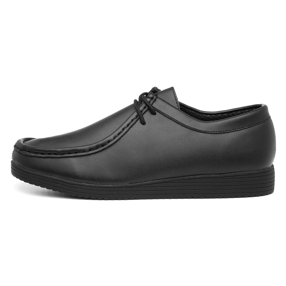 BeckettMens Wallabee Black Coated Leather Shoe