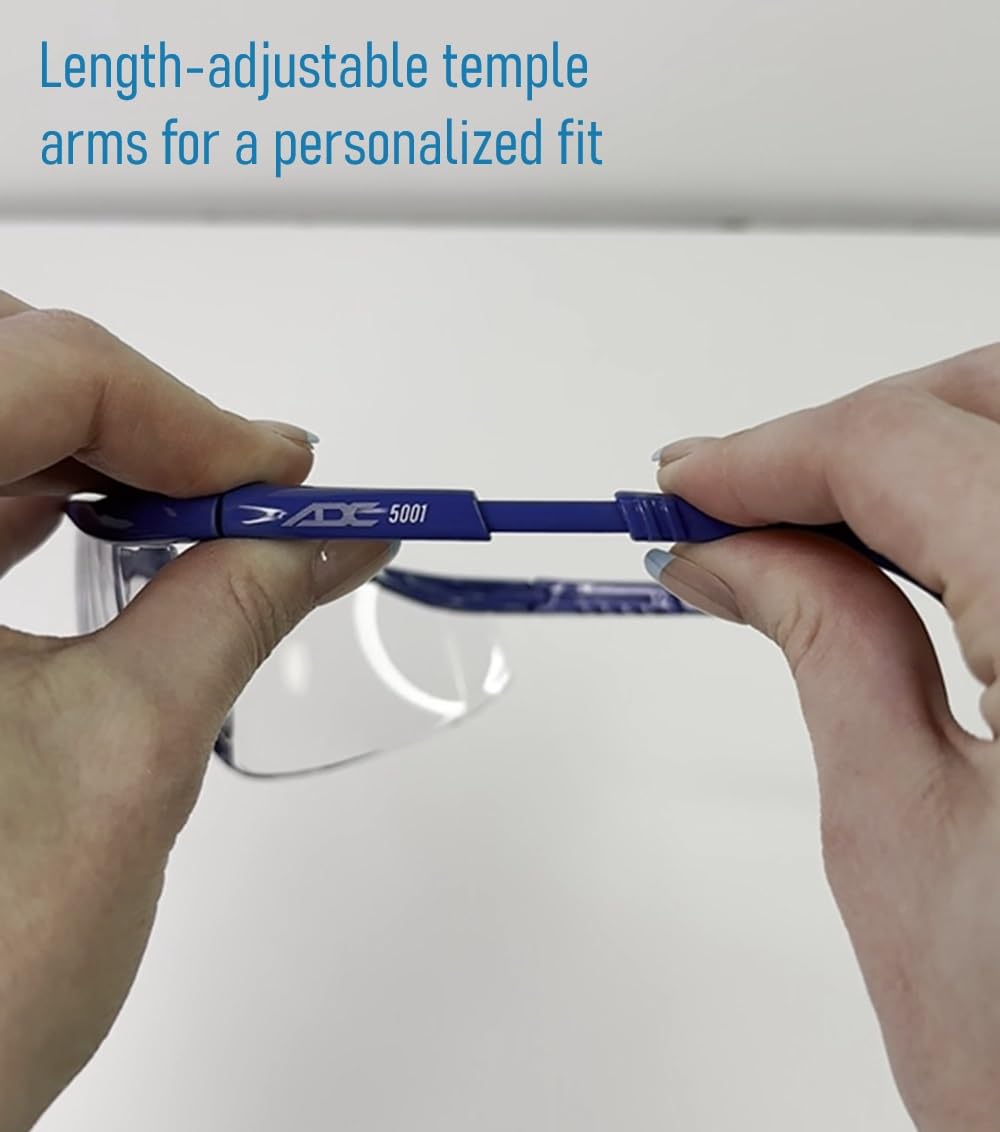 ADC 5001VQ Full-Frame, Length-Adjustable Protective Eyewear with UVA and UVB Protection, Purple Accents with Clear Lenses