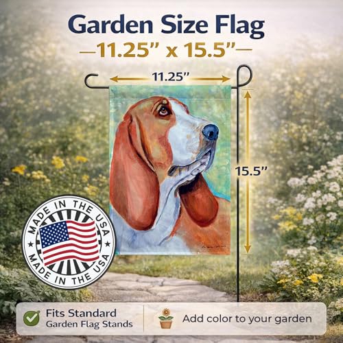 Drapeau Basset Hound de jardin résistant décoloration petit format imprimé - 4