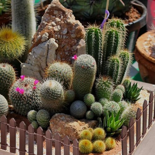 ORTIZA&reg; 2Pcs Miniature Garden Fence Decorative, 90cm Length Wood Picket Fence for DIY Miniature Garden, White & Brown Decorative Fence, Garden Fencing for Plant, DIY Miniature Fairy Garden Decor