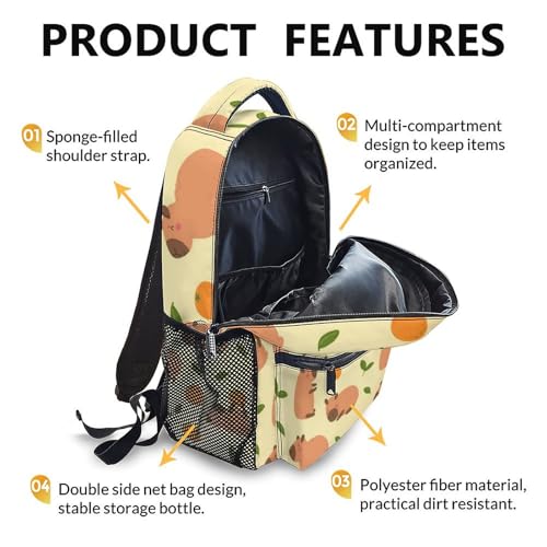 Personalized Backpacks for Girls, Gift for Kids, 17 Inch Orange Animal BookBag for Travel Preschool Elementary Kindergarten School Camping3