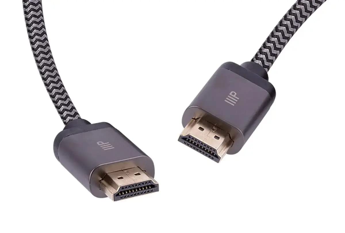 Monoprice Kabel HDMI o ultra wysokiej prędkości z certyfikatem 8K, pleciony, HDMI 2.1, 8K przy 60Hz, 4K przy 120Hz, 48 Gb/s, HDR, VRR, CL2 w ścianie, 7,6 m, czarny