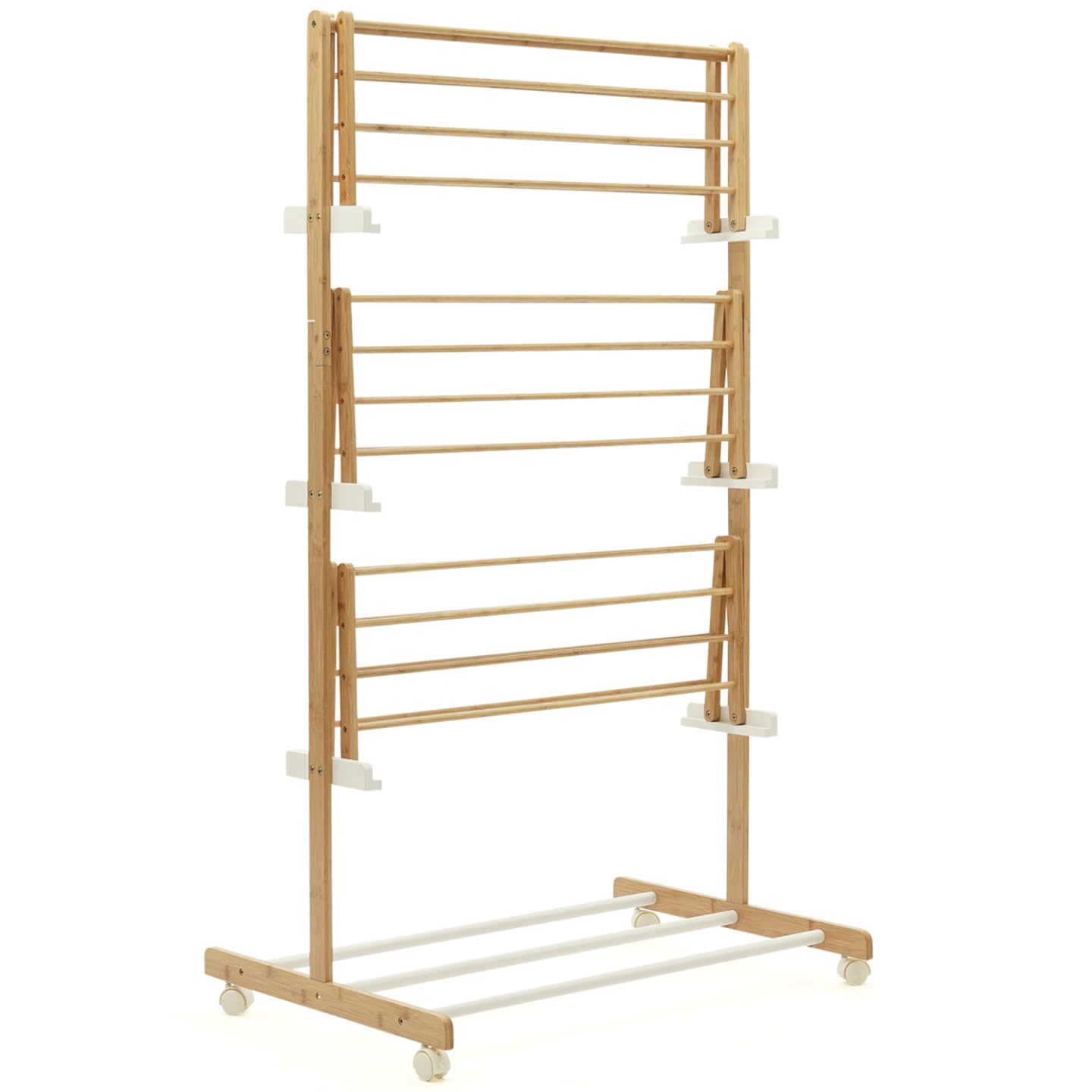 IDMarket - RITA stendibiancheria in bambù Stendino pieghevole a 3 livelli H.150 cm