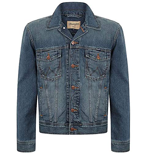Wrangler Herren Classic Denim Jacket Jeansjacke Blau (Mid Stone) 3XL