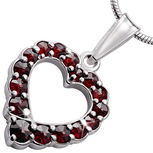 Silber Halskette für Damen Herzförmige Tschechischer Granat Echter böhmischer Granat 925 Sterling Cover