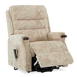 Irene House 9193 Large Dual Motor Lays Flat Power Lift Recliner Modern Fabric Electric Power Chair for The Elderly with 2 Side Pockets (Jacquard Leaf Beige,Chenille)