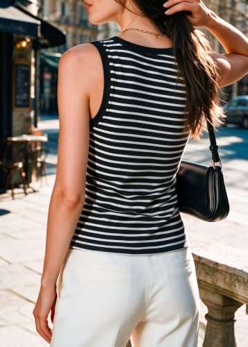 Image of Prettywear Deep V Neck Tank Tops for Women Ribbed Sleeveless Summer Top