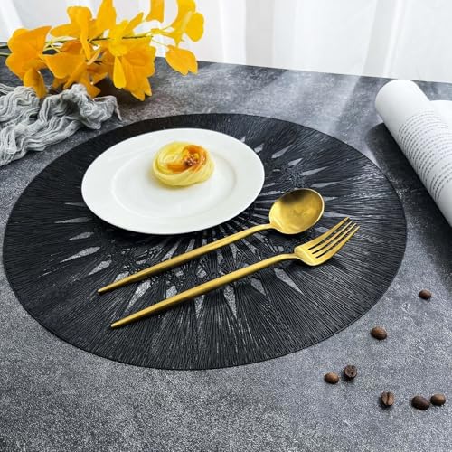 Sets de table noirs lavables 38 cm pour protéger la table de cuisine - 3