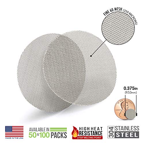 Made in The USA - 100 3/8\" (.375\") 304 Stainless Steel Premium Pipe Screen Filters
