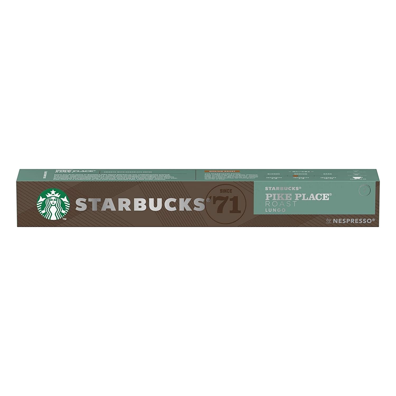 Starbucks Nespresso Compatible Pike Place, 10 capsulas - 12 unidades
