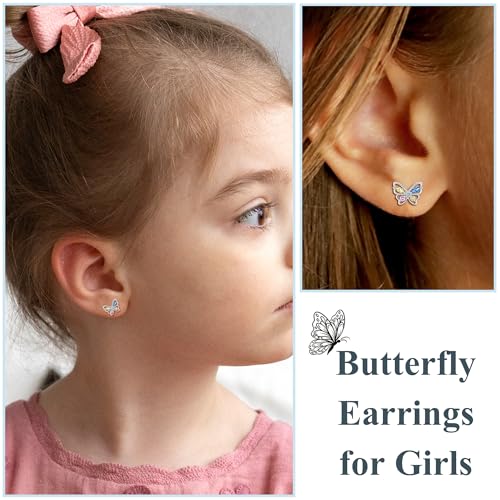 CERSLIMO Hypoallergenic Butterfly Earrings for Girls, Birthday Christmas Valentines Graduation Gifts for Daughter/Granddaughter2
