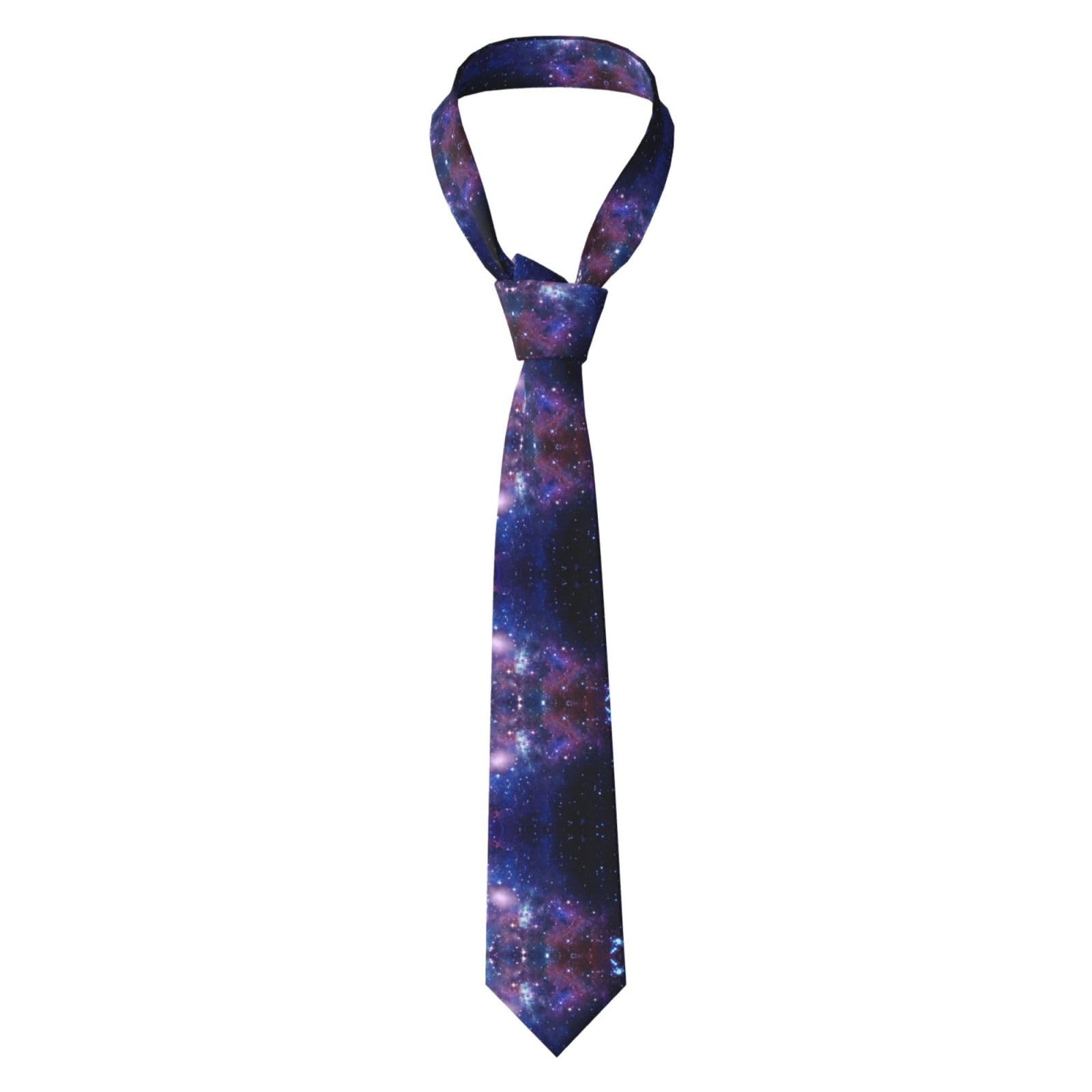 DEXNEL Blue & Purple Galaxy Men'S 3.15" Stripe Ties Classic Check Silk Business Necktie For Husband Father Valentine'S Day Father'S Day Gift