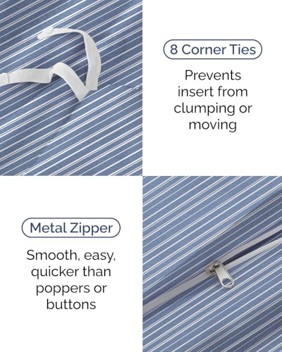 Image of Duvet Cover Queen Size Set - Extra Soft Queen Duvet Cover 90 inch x 90 inch with 2 Pillow Shams for Women, Men, Kids & Teens - Hotel Luxury w / Zipper Closures & Ties - Comfy, Cozy & Breathable (Beige Stripes)