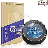 [2-Pack] Amazon Echo Spot Screen Protector, Zeking Tempered Glass Drop Defence [Anti-Scratch], Lifetime Replacement Warranty