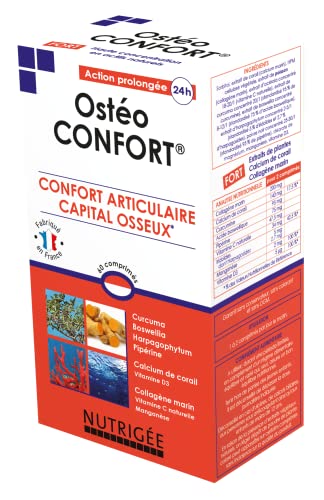 NUTRIGÉE - Ostéo Confort - Confort Articulaire - Capital Osseux - Maintient Une Ossature Normale et La Fonction Normale Des Os & Cartilages - 60 Comprimés - Programme 30/60 Jours - Fabriqué en France