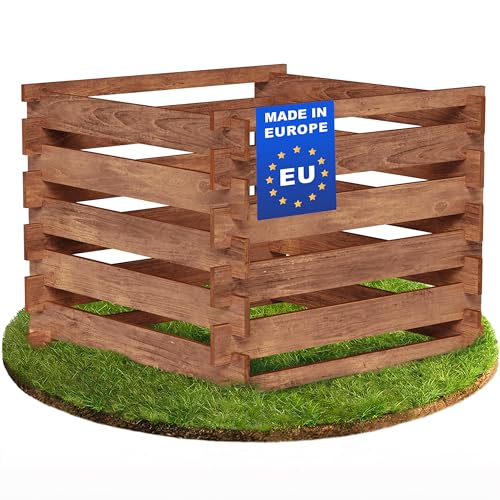 BRENNO Komposter Holz 90x90x70 mit Stecksysem - Komposter Garten - einfache Montage/Robustes Material