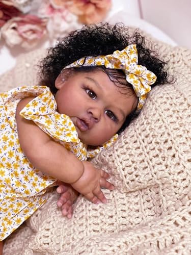 Muñeca Reborn Negra Realista 24 pulgadas miniatura 7
