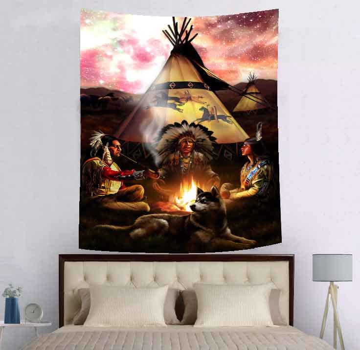 SHRAPHY Southwest Tribal Tapestry 60x80 Inches Dream Magic Starry Native American Animal Dog Wall Hanging for Bedroom