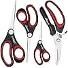 LIVINGO Universal Scissors Set - Forging Stainless Steel Soft Rubber Grip - 4 Pack of Multi-Purpose Sharp Shears: Cooking, Fabric, Paper Cutting, Crafts DIY - for Kitchen Home Office Middle School