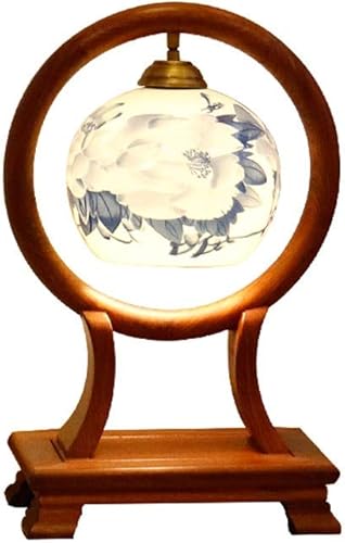 ZHYH - Lámpara de mesa china retro para sala de estar estudio dormitorio lámpara de noche cálida de madera maciza estilo chino clásico
