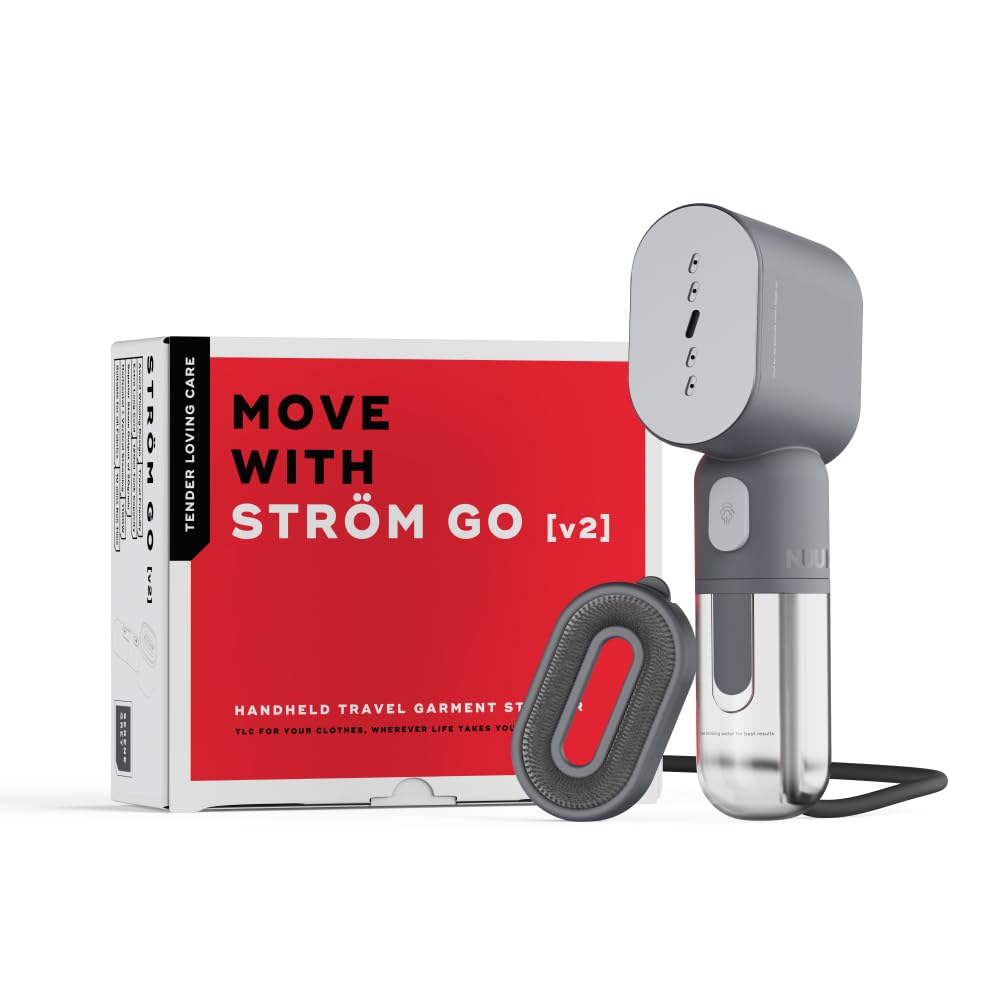 NUUK STROM GO V2 Super Compact and Lightweight Travel Garment Steamer For Clothes | FREE Heat Resistant Travel Pouch | Vertical & Horizontal Steaming | 20g/min Steam | 30 Sec Heat Up